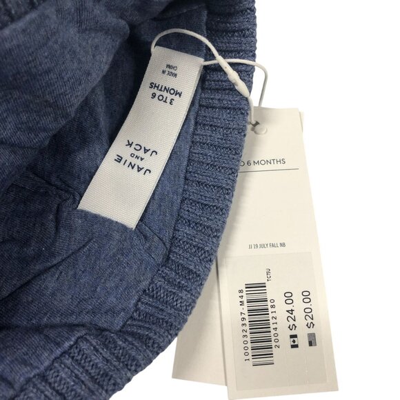 Janie and Jack Knit Beanie Hat Striped Blue White 3-6M - Picture 2 of 2